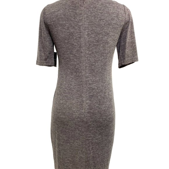 Ellen Tracy NWT Taupe Sweater Dress Accentuated Waist Gold Buckle - Picture 7 of 7